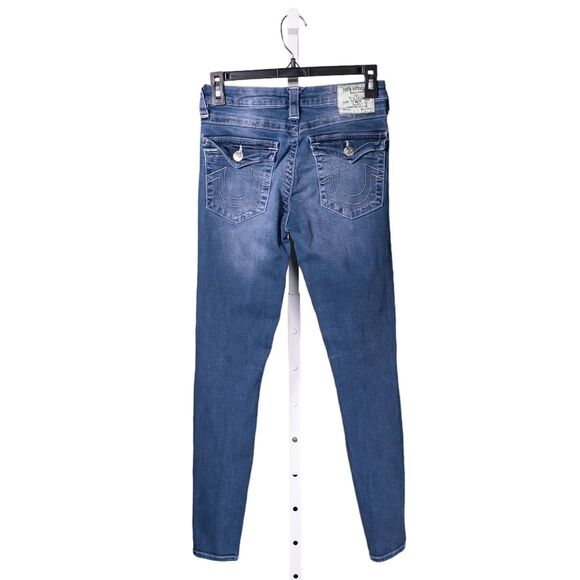 True Religion Jeans Women's Blue Skinny Stretch High Rise Medium Wash Halle 26 - Picture 2 of 11